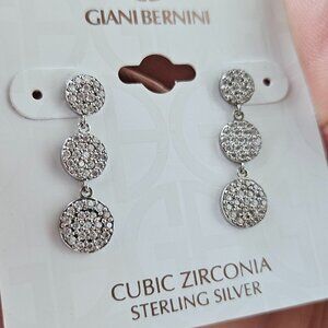 Giani Bernini Women 3 Step Drop Earrings Sterling Silver Cubic Zirconia $90
